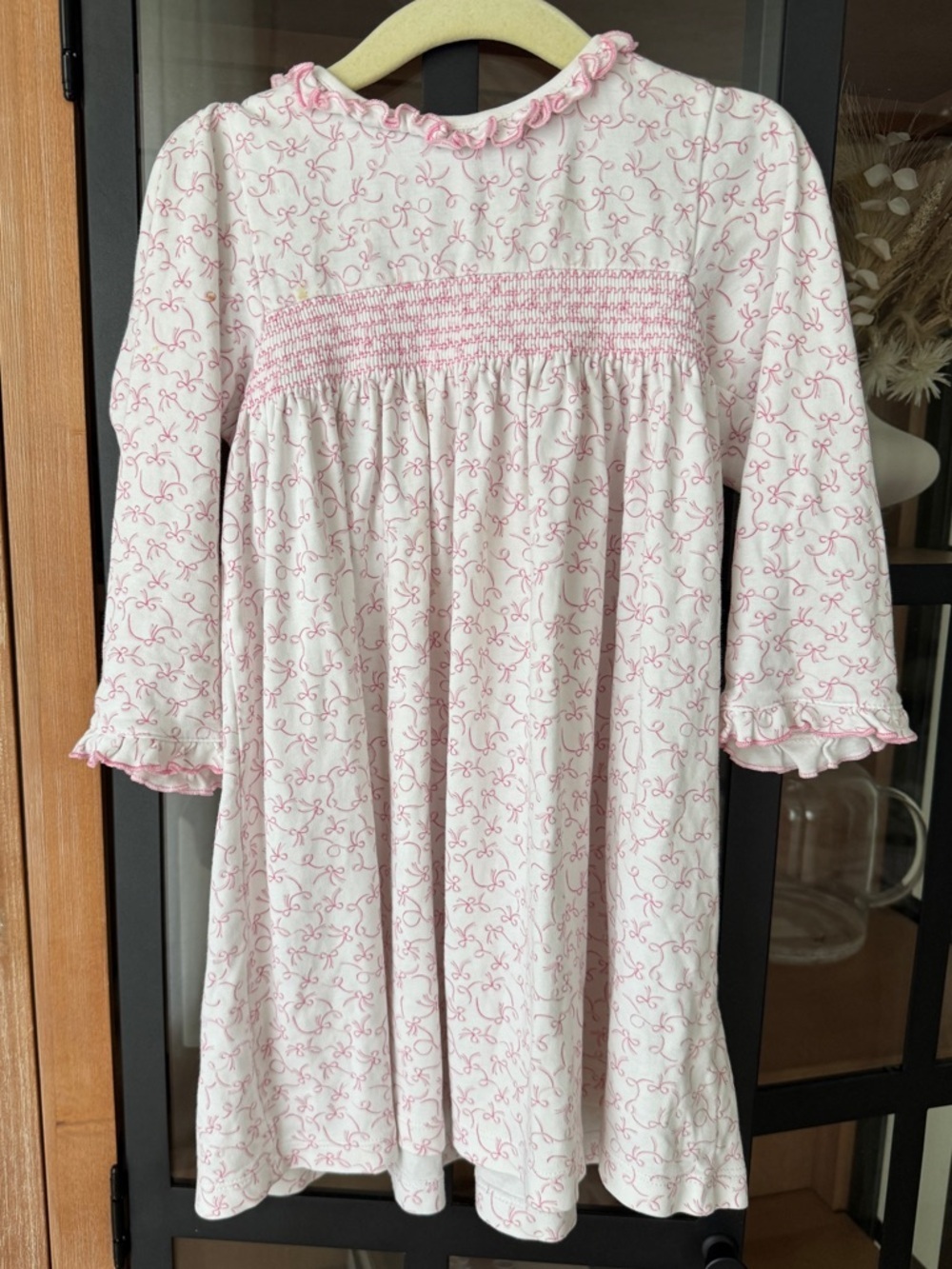 Kissy Kissy smocked dress bows long sleeve pima cotton toddler girl ruffle